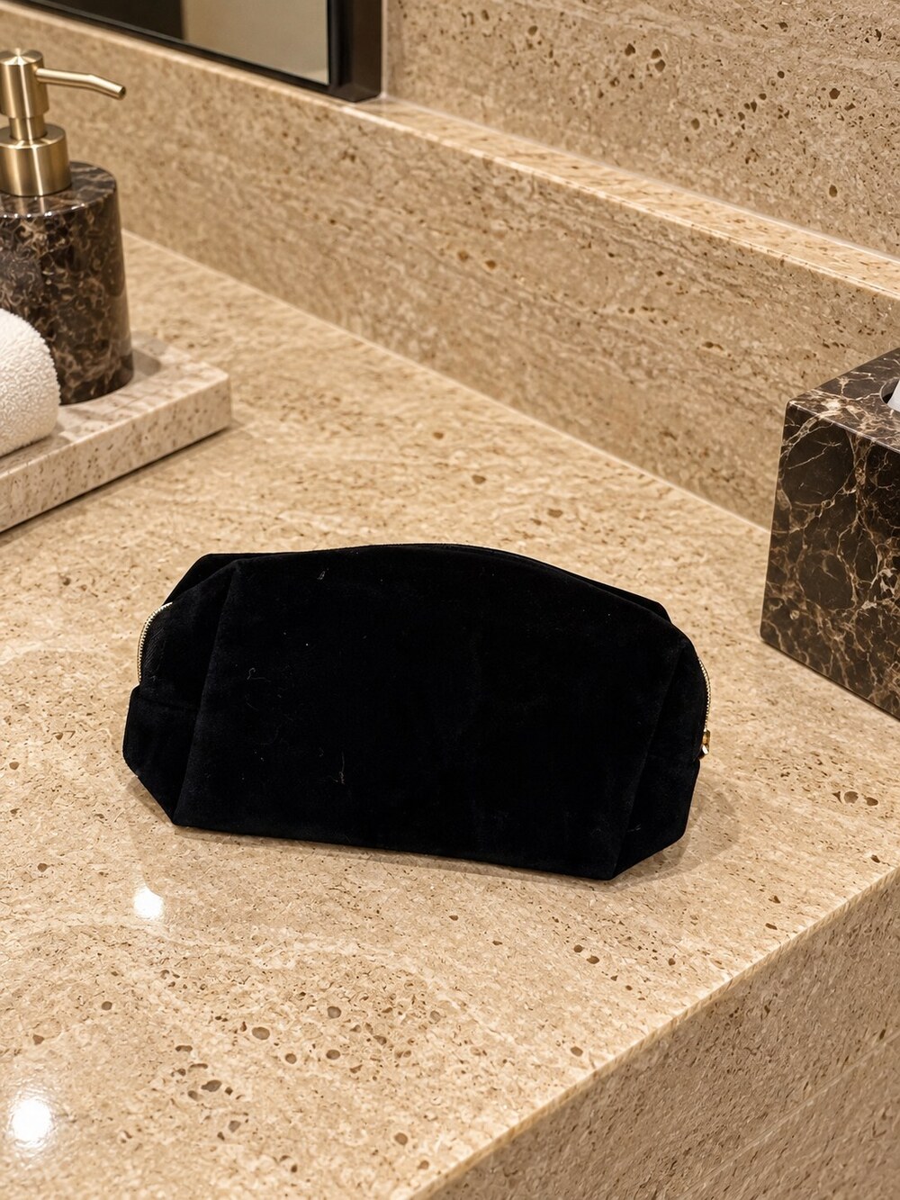 Yves Saint Laurent Black Velvet Makeup Bag | Makeup Essentials Pouch - Picture 3 of 6